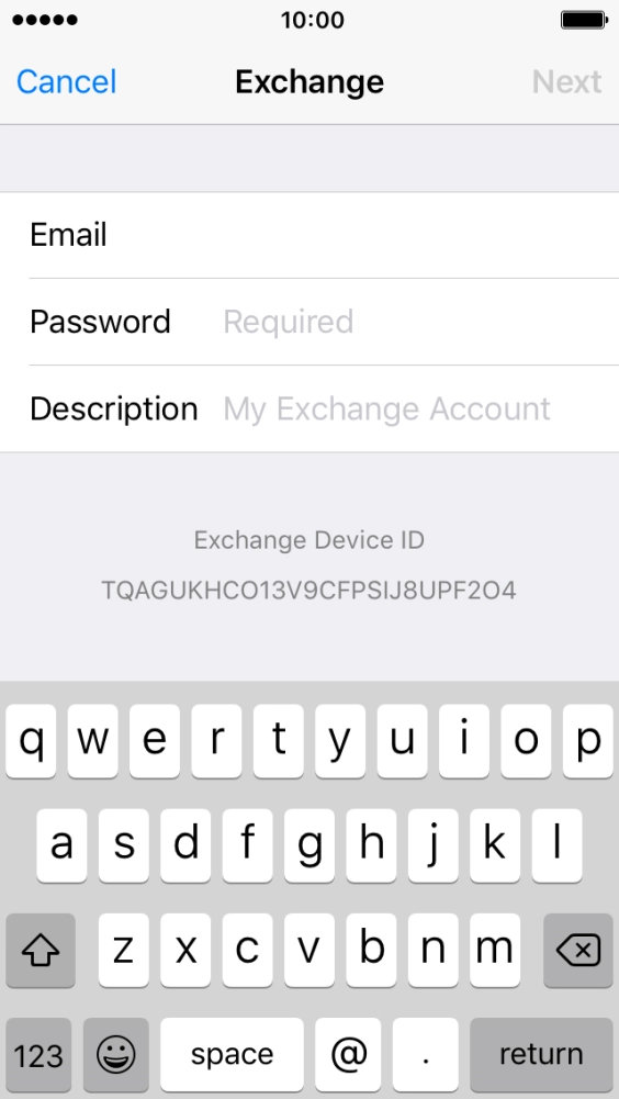 Press Password and key in the password for your email account.