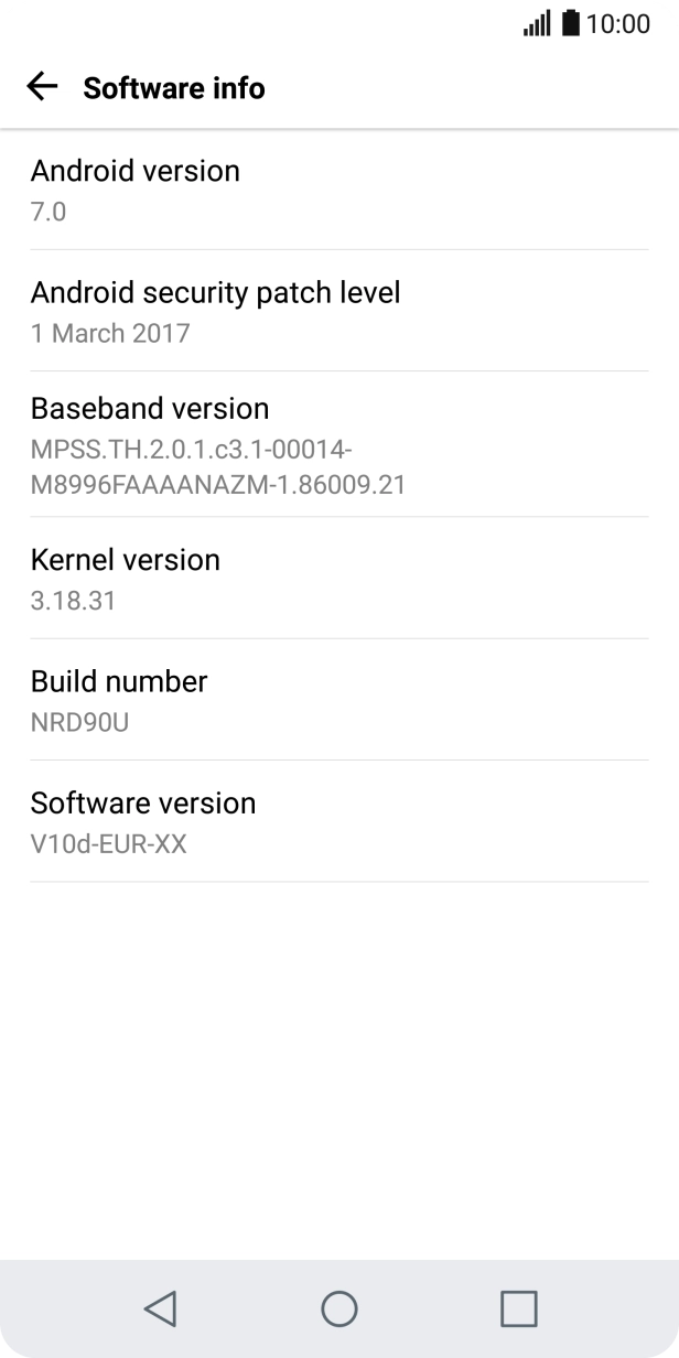 Your phone's software version is displayed below Android version.