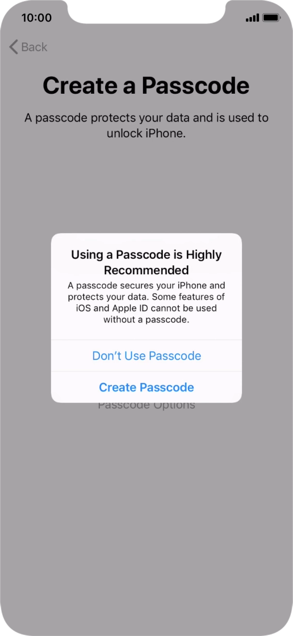 If you turn off the function, press Don't Use Passcode. If you turn off the function, press Don't Use Passcode.