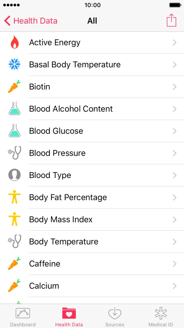 Press the required information type.