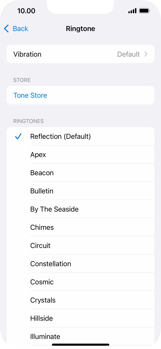 Press the different ring tones to hear them.