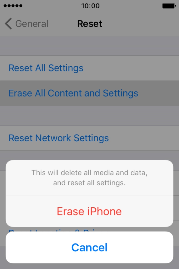 Press Erase iPhone.