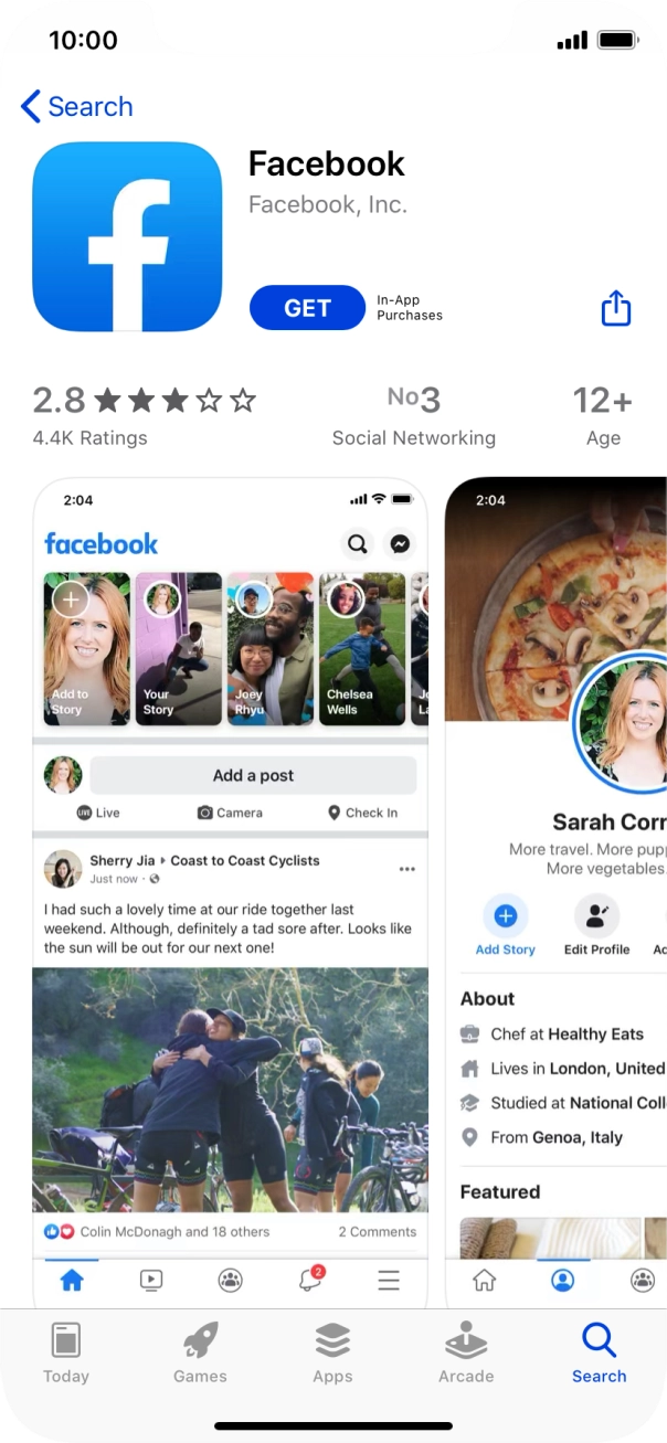 Press GET and follow the instructions on the screen to install the app.