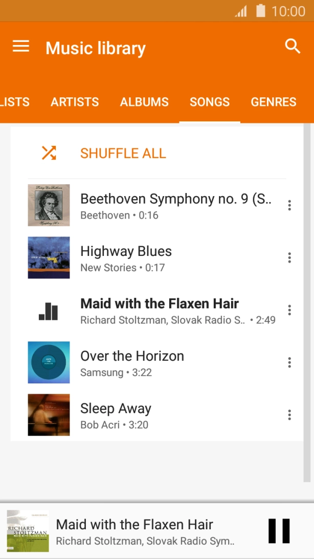 Press the song title.