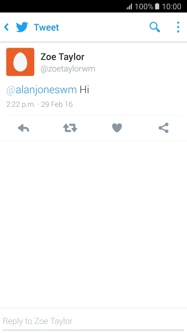 Press the reply icon.