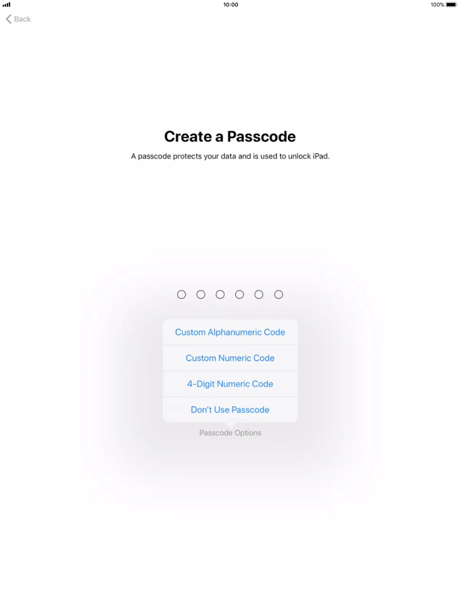 Follow the instructions on the screen to turn on use of lock code or press Don't Use Passcode. Follow the instructions on the screen to turn on use of lock code or press Don't Use Passcode.