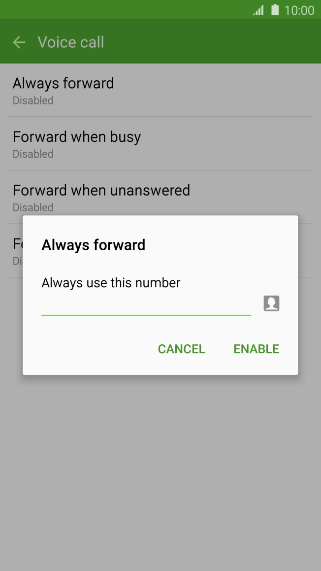 Key in the required number and press ENABLE.