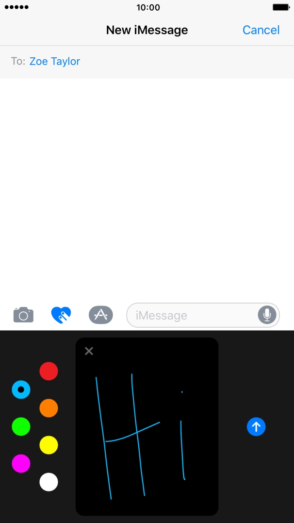 Press the send icon when you've finished your iMessage. Press the send icon when you've finished your iMessage.