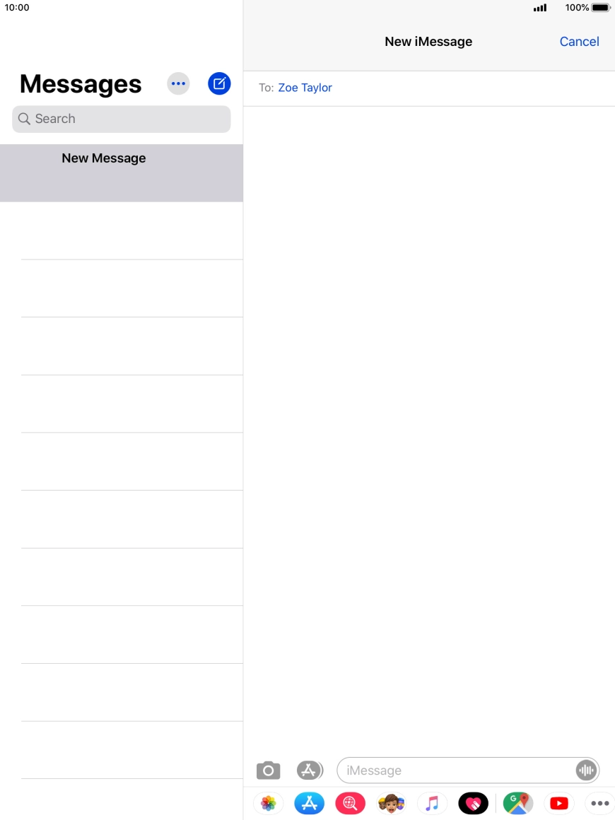 Press the text input field and write the required text.