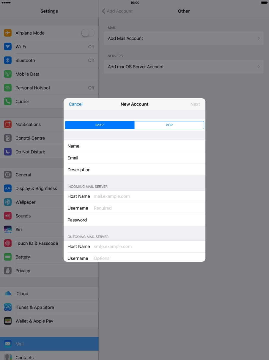 Press IMAP. Press IMAP.