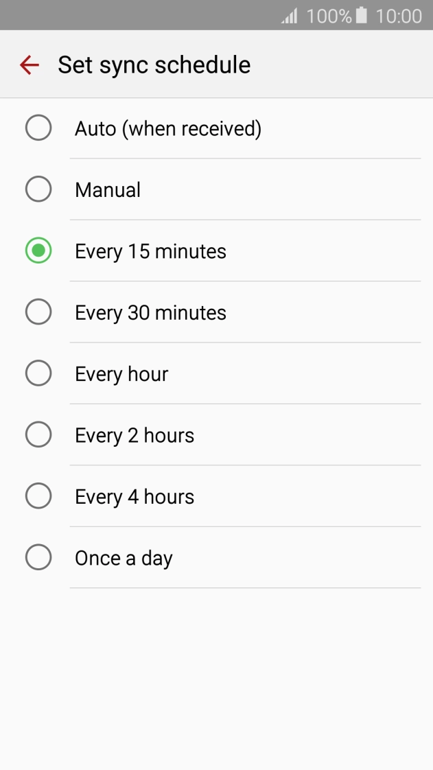 Press the required setting.