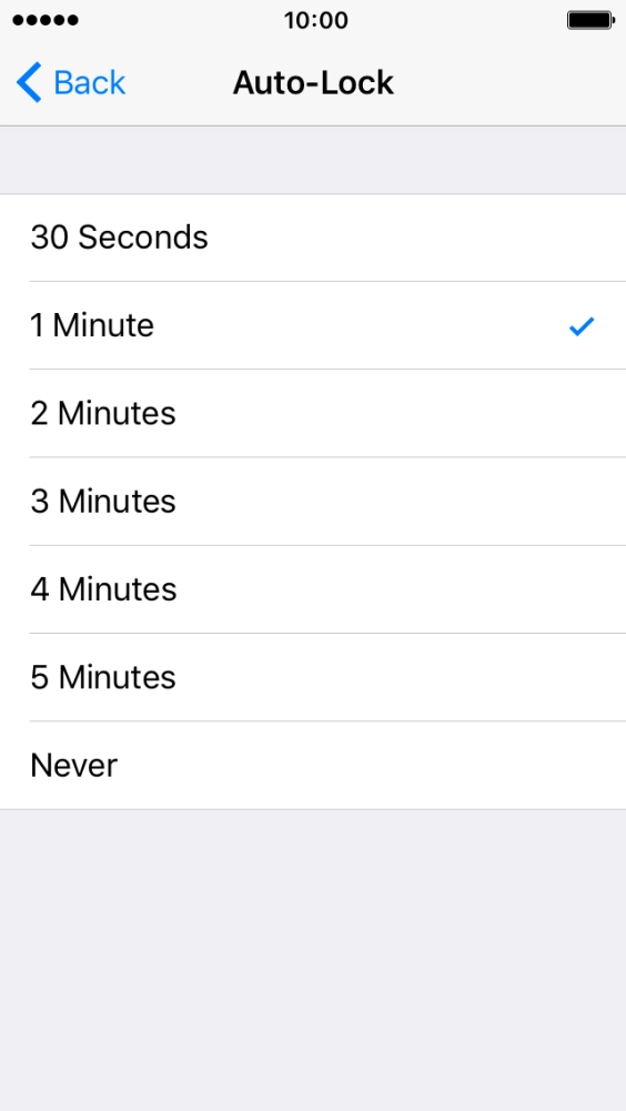 Press the required setting.