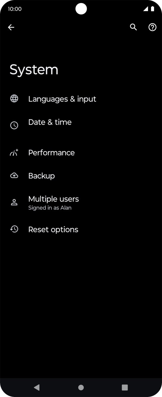 Press Reset options.