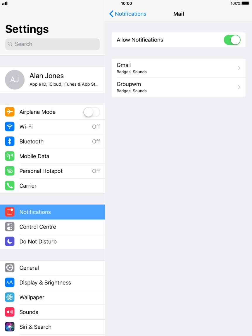 Press the indicator next to 