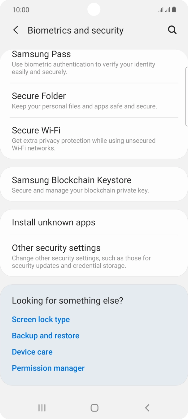 Press Other security settings. Press Other security settings.