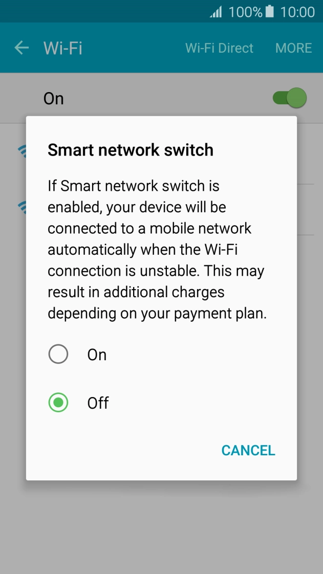 If you turn on the function, press On.