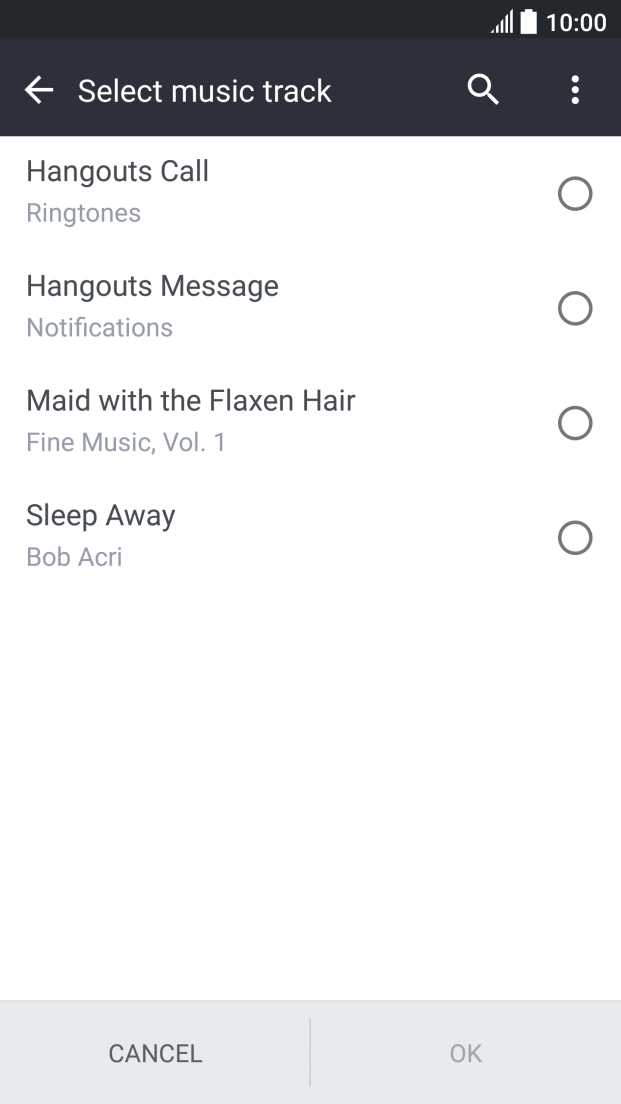 Press the different ring tones to hear them.