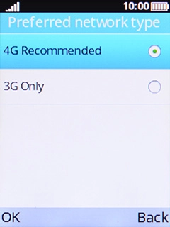 Select the required network mode.