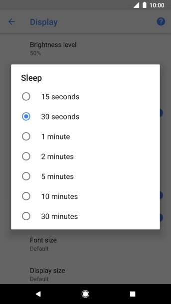 Press the required setting. Press the required setting.