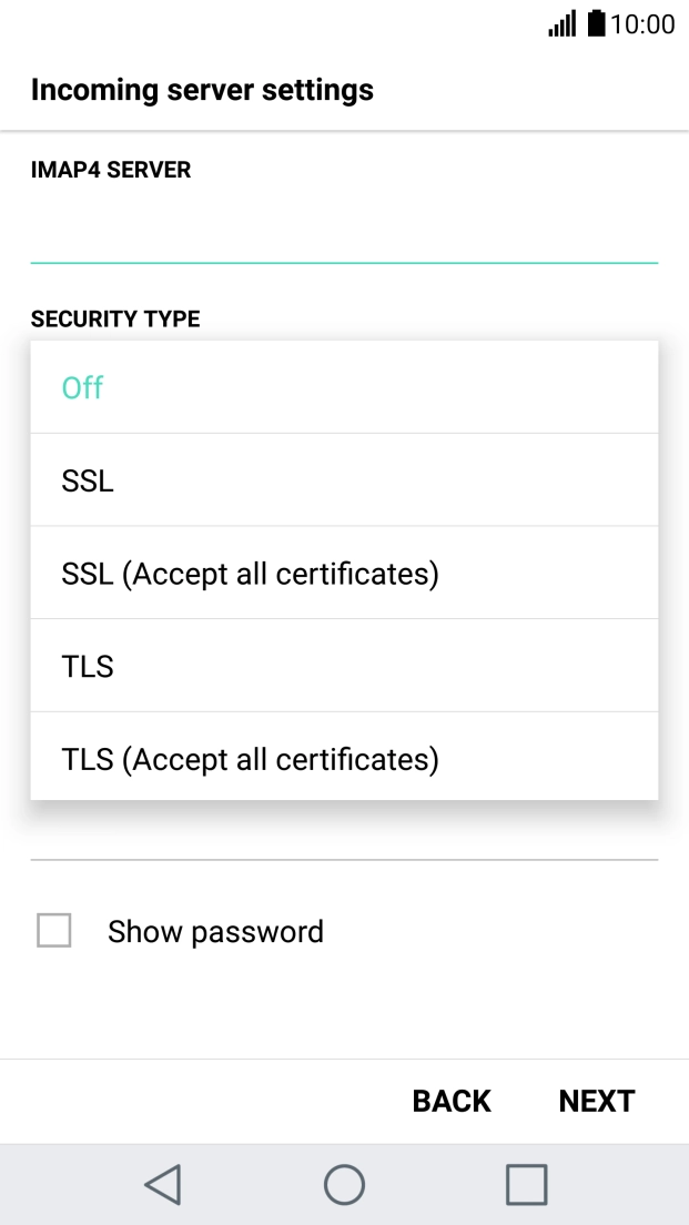 Press SSL (Accept all certificates) to turn on the function.