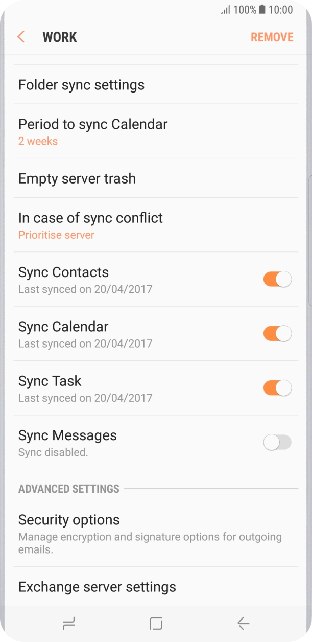 Press the required data types to turn the function on or off.