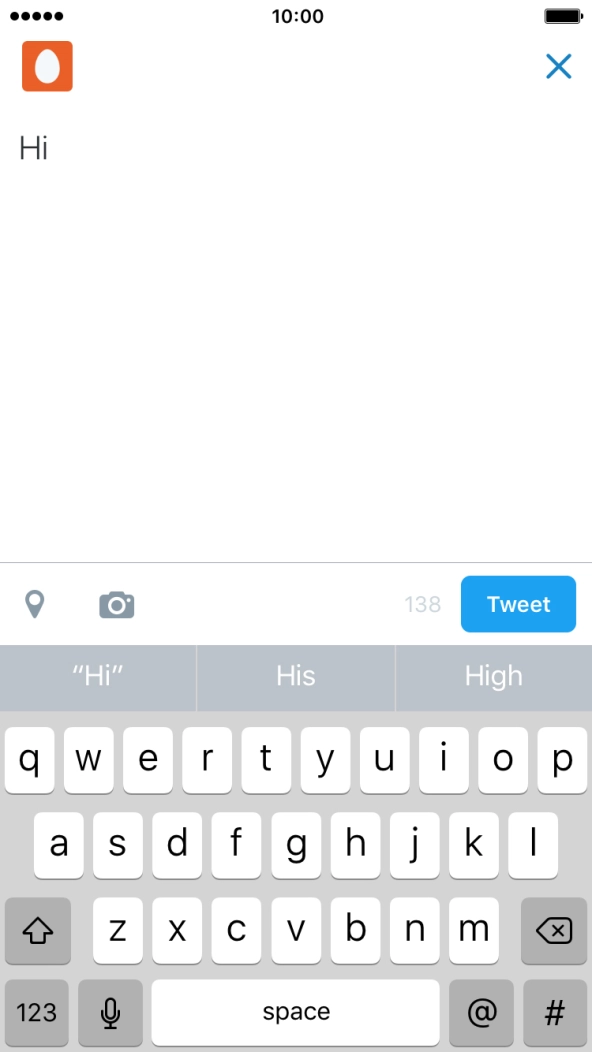 Write the required text and press Tweet.