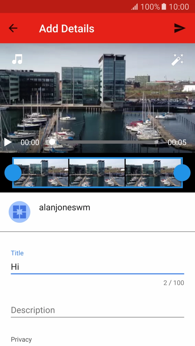 Key in the required text and press the upload icon.