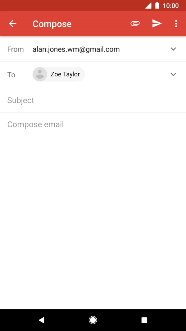 Press Subject and key in a subject for the email.