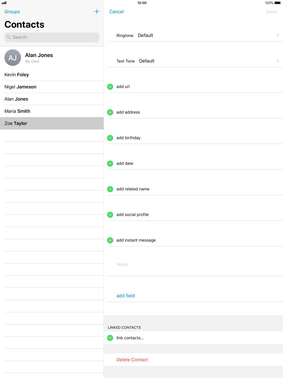 Press link contacts....