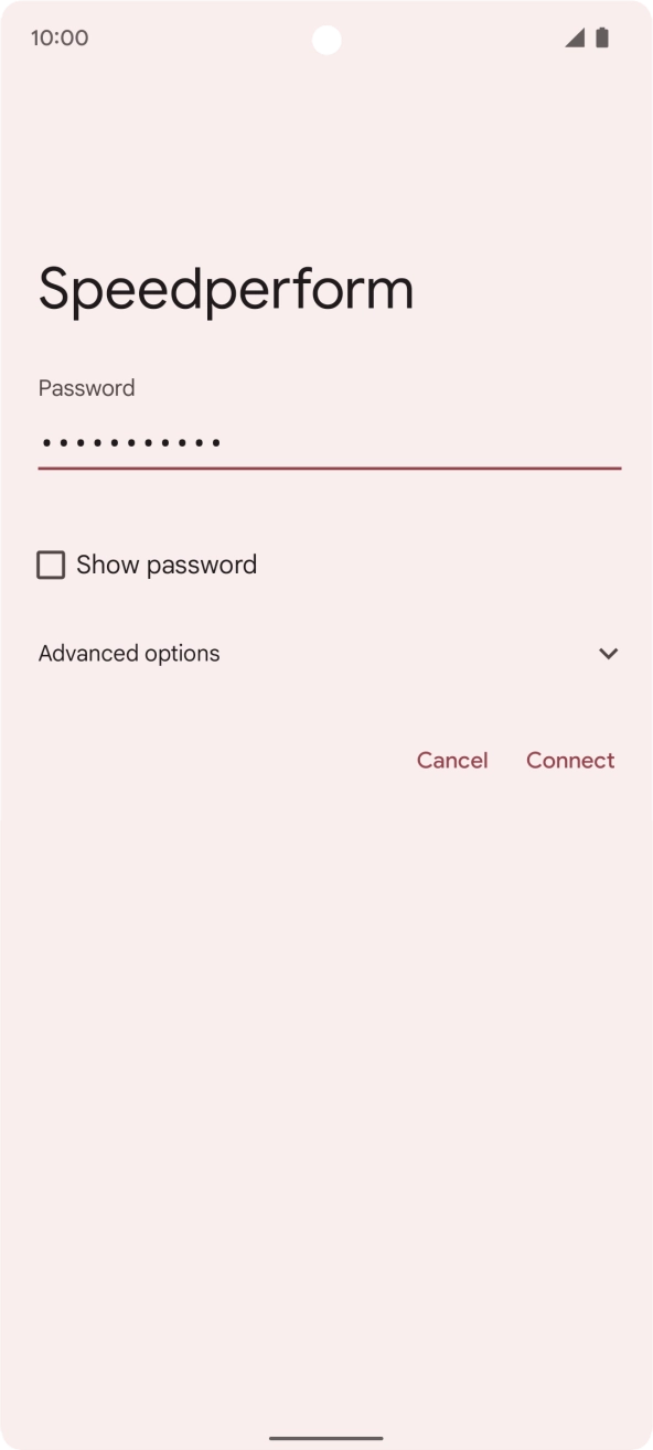 Key in the password for the Wi-Fi network and press Connect.