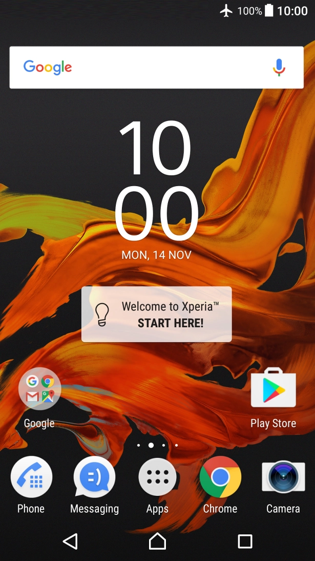 The flight mode icon shows that flight mode is turned on.