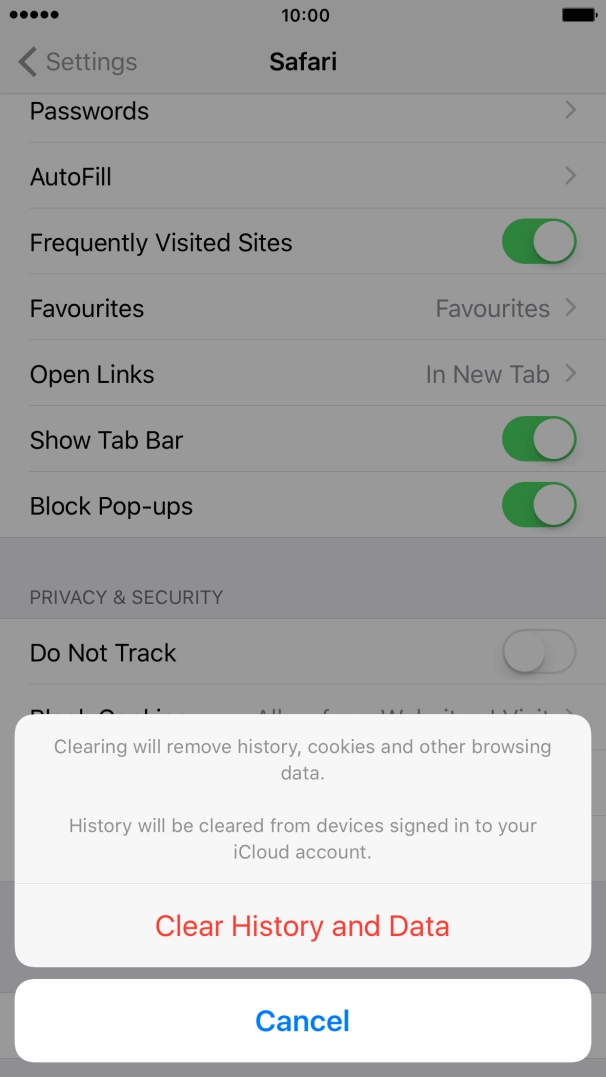 Press Clear History and Data. Press Clear History and Data.