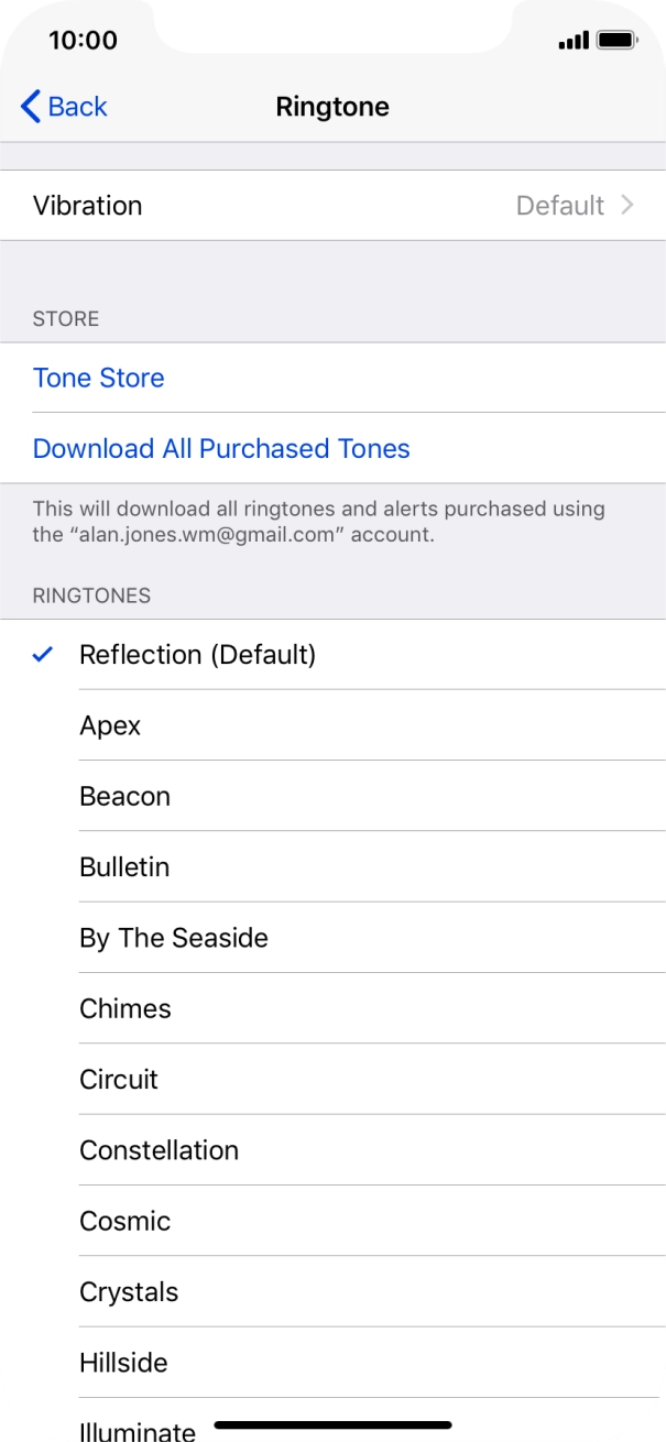 Press the different ring tones to hear them.