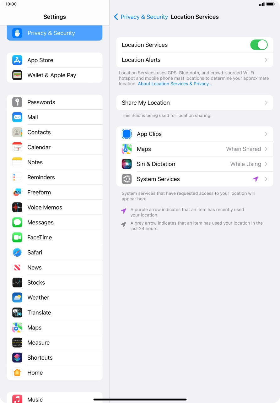 Press the required application.