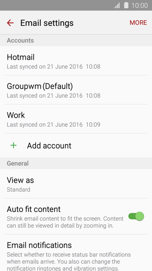 Press the required account.