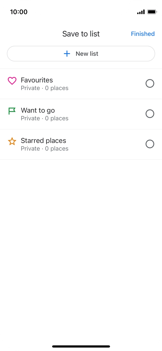 If you select New list, follow the instructions on the screen to create a new list.