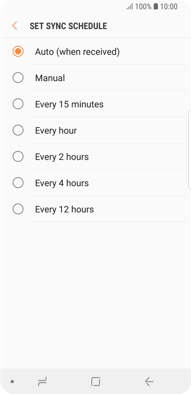 Press the required setting.