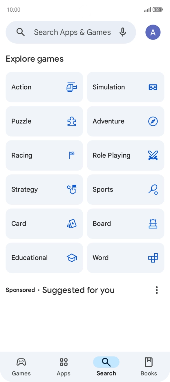 Press the search field.
