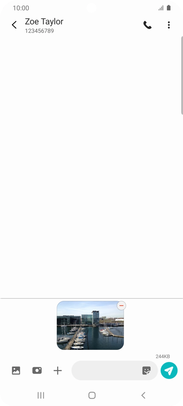 Press the text input field and write the text for your picture message.