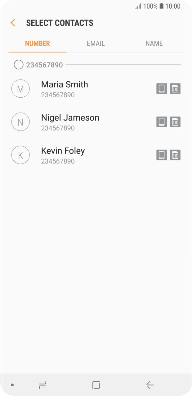 Press the field next to the required number.