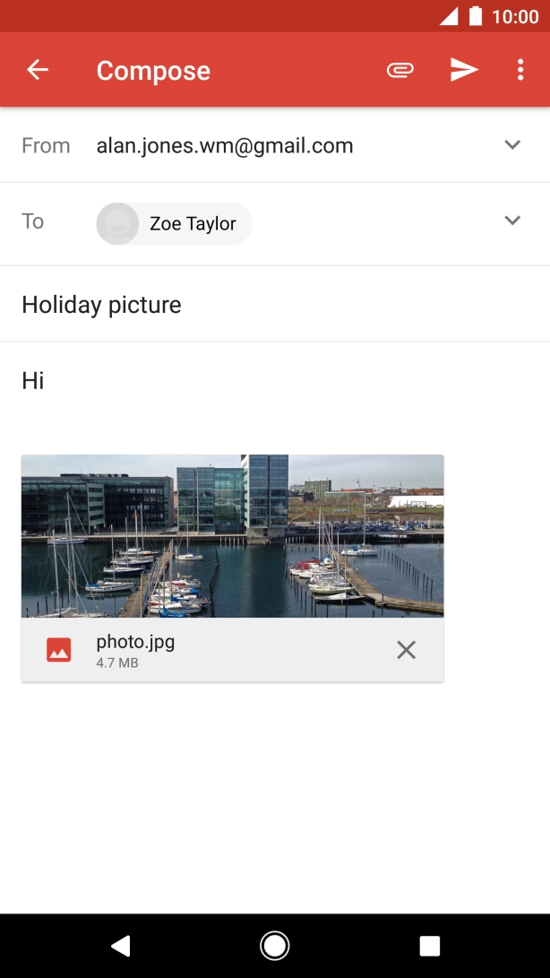 Press the send icon when you've finished your email.