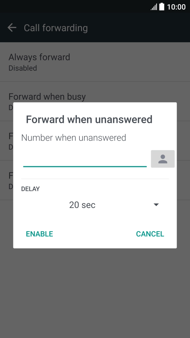 If you divert missed calls, you need to select a delay for the divert. Press the drop down list below 