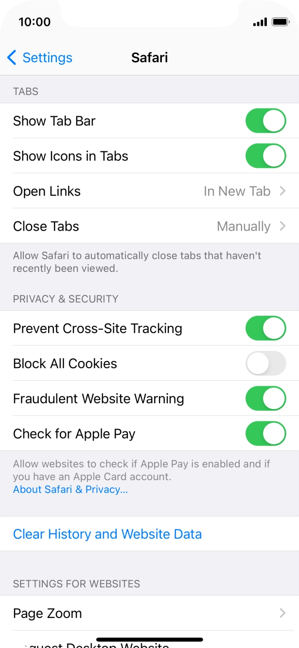 Press Clear History and Website Data. Press Clear History and Website Data.