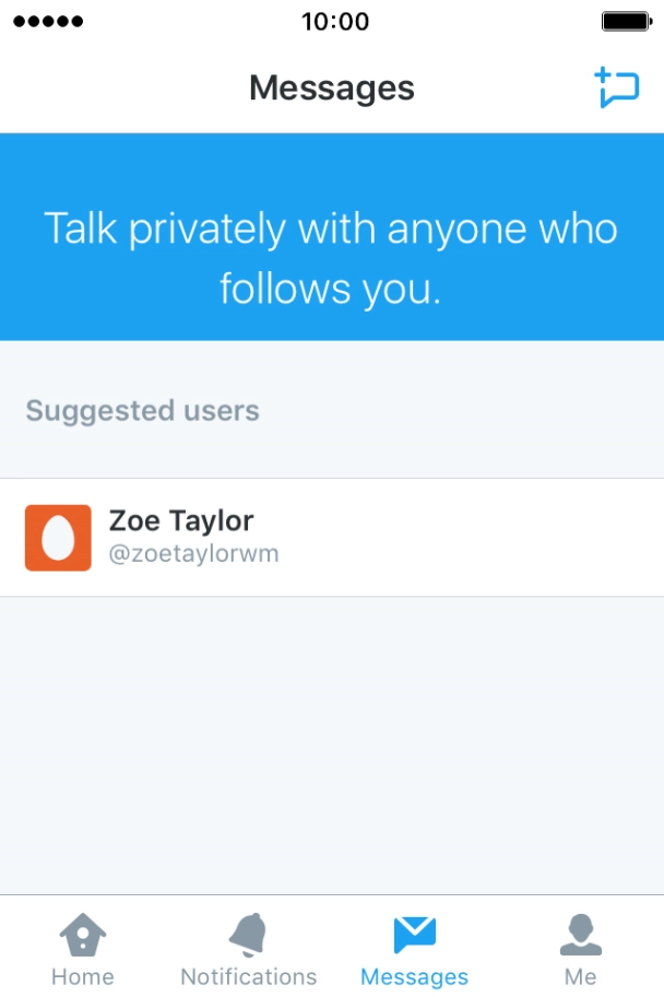 Press the new message icon. Press the new message icon.