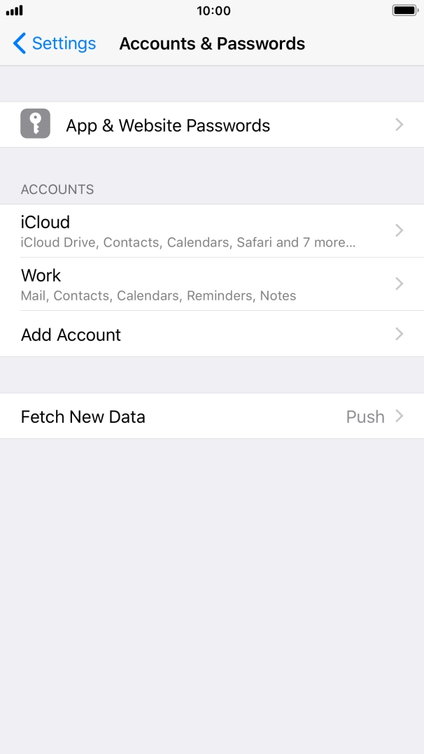 Press the name of the Exchange email account you've just set up.