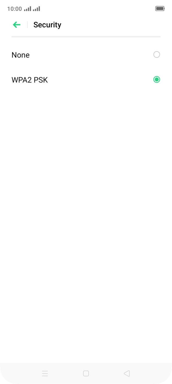 Press WPA2 PSK to password protect your Wi-Fi hotspot. Press WPA2 PSK to password protect your Wi-Fi hotspot.