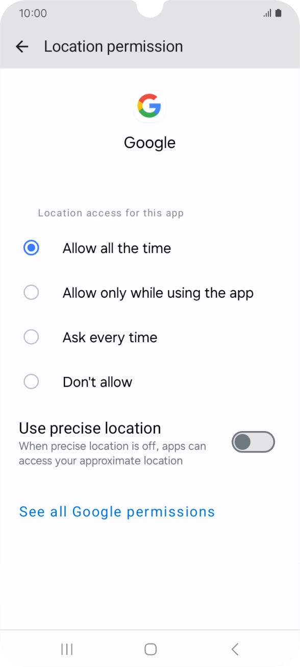 Press the required setting. Press the required setting.