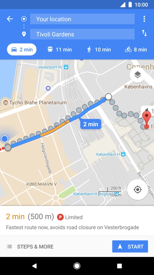 Press the required mode of transportation.