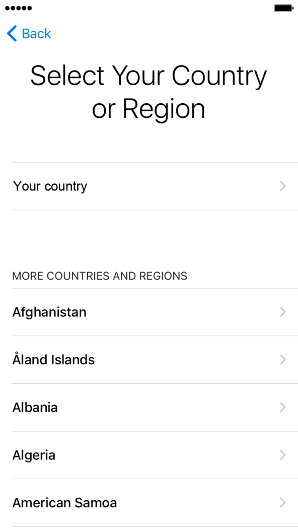 Press the required country or area.