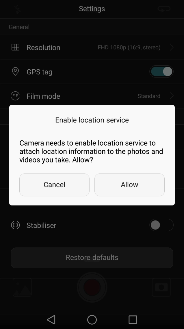 If you turn on the function, press Allow.